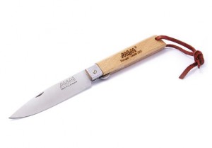MAM kapesní zavírací nůž Operario 2038 s pojistkou a s koženým poutkem - buk