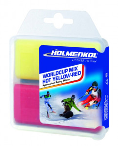 Holmenkol skluzný vosk Worldcup Mix HOT yell / red, 2x 35 g