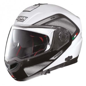 Nolan moto helma  N104 Absolute Tech N-Com, Metal White, 06920