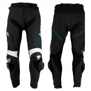 inSPORTline pánské kožené moto kalhoty Vector, černá-modrá,  9764