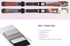 Sporten junior sjezd lyže STREET + vázání SLR 7,5, red, set, doprodej