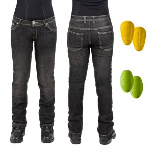 W-TEC dámské moto jeansy C-2011, černé, 12242