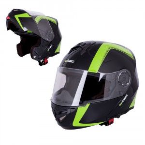 W-TEC výklopná moto helma V270, černo - zelená, 8472