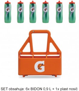 Gatorade plast nosič + 6x BIDON 0,9 L, set