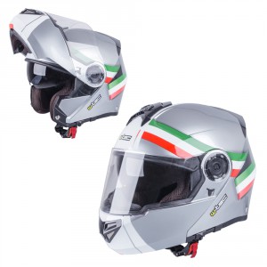 W-TEC výklopná moto helma V270, šedá - trikolor, 8472